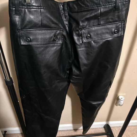 ASOS Men’s Black Cargo Leather Pants - Picture 4 of 5